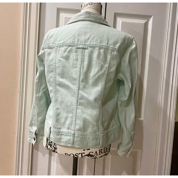 J.JILL DENIM JACKET MINT GREEN SIZE MEDIUM POCKETS VERSATILE AESTHETIC CORE - Picture 3 of 12